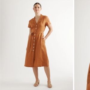 Quince Linen Dress Burnt Orange